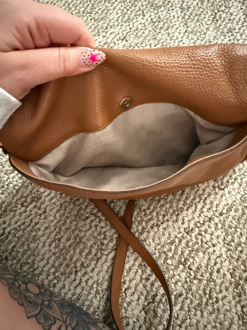 Michael Kors Tan Pebbled Leather Crossbody with Tassel - Picture 5 of 8
